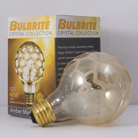 Bulbrite进口代理批发 Bulbrite 861324 白炽灯 G25 中型螺丝 (E26) 40W 可调光灯泡 琥珀色大理石 6 件装