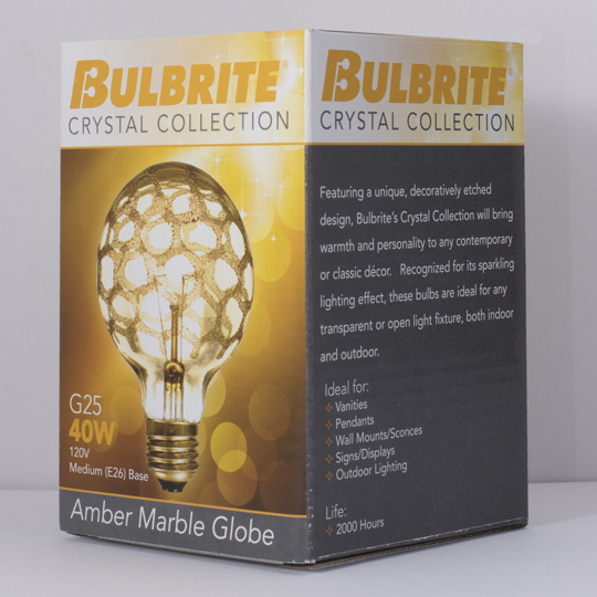 酷牌库|商品详情-Bulbrite进口代理批发 Bulbrite 861324 白炽灯 G25 中型螺丝 (E26) 40W 可调光灯泡 琥珀色大理石 6 件装