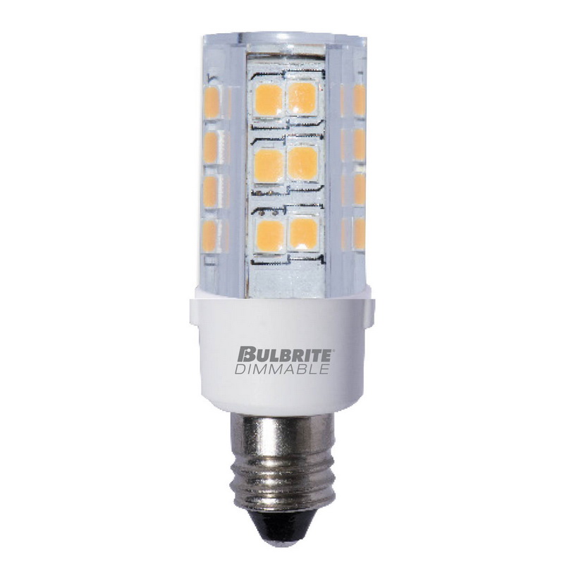 Bulbrite进口代理批发 Bulbrite 861530 Led T4 烛台螺丝 (E12) 4.5W 可调光灯泡 2700K/暖白 35W 白炽灯等效 2 件