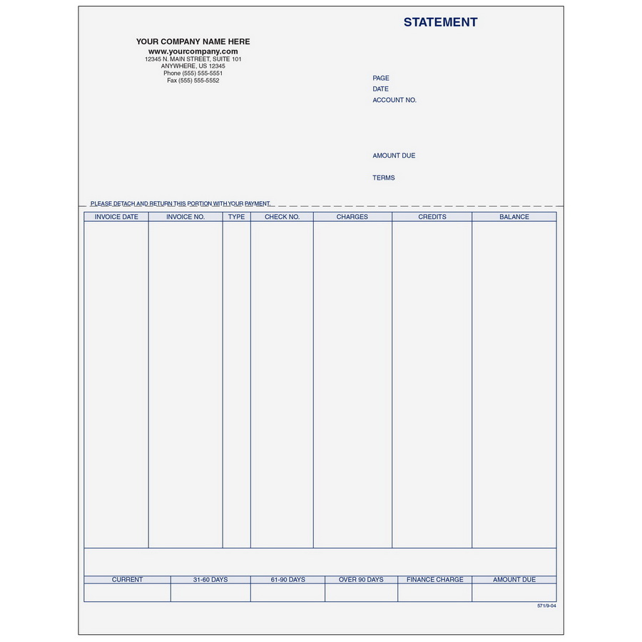 70016 - Blank Statement Paper (Perf at 3 1/2)