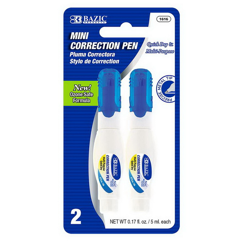 Bazic Products 1616 5 ml Metal Tip Mini Correction Pen (2/Pack) - Pack of 24