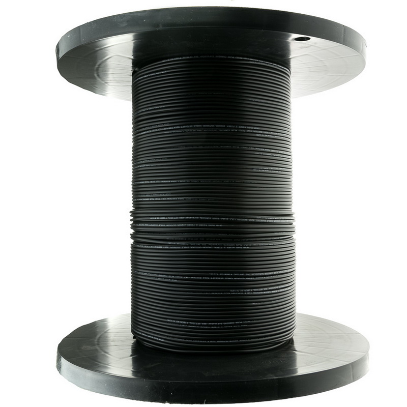 12 Fiber Indoor/Outdoor Fiber Optic Cable, Singlemode, 9/125, Black, Riser