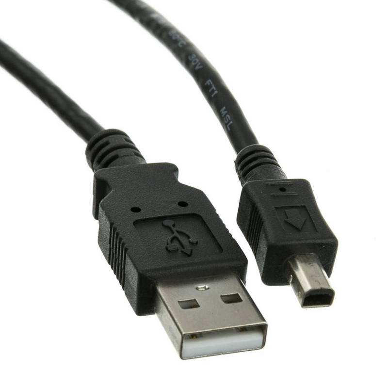 3ft Mini USB 2.0 Cable Black Type A Male to 5 Pin Mini-B Male 3foot 10UM-02103BK