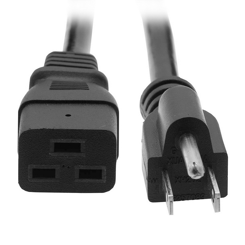 CableWholesale进口代理批发 电缆批发 10W2-42206 C19 至 NEMA 5-15P 电源线，黑色，SJT，14 AWG，3 芯，300v，6 英尺