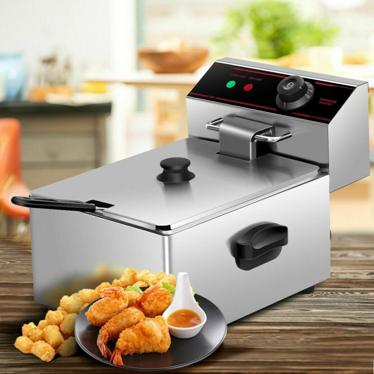 Costway 5.3 QT Electric Hot Air Fryer 1700W Stainless steel Non-Stick Fry  Basket 