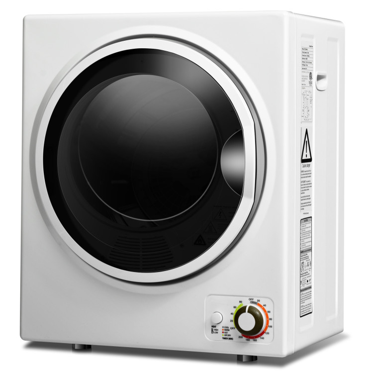 Compact Electric Tumble Laundry Dryer with Stainless Steel Tub-White