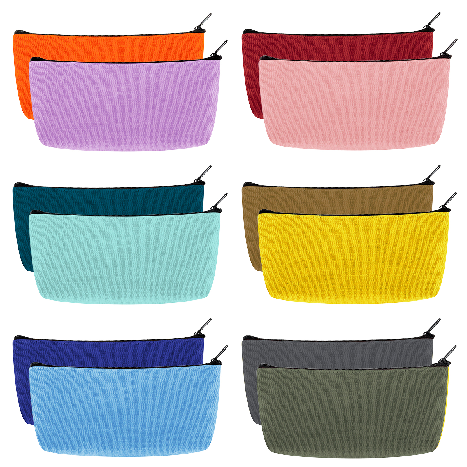 Aspire 60-Pack Cotton Canvas Makeup Bag Wristlet, 7 1/2 x 4 1/4 x 2,  Colorful Zipper