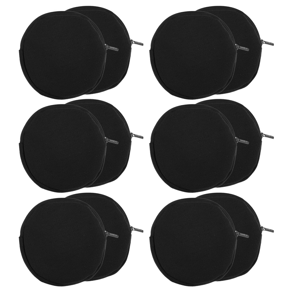 Muka 12-Pack Round Coin Purses Black Cotton Canvas Pouches 4 Inches for Art  Supplies