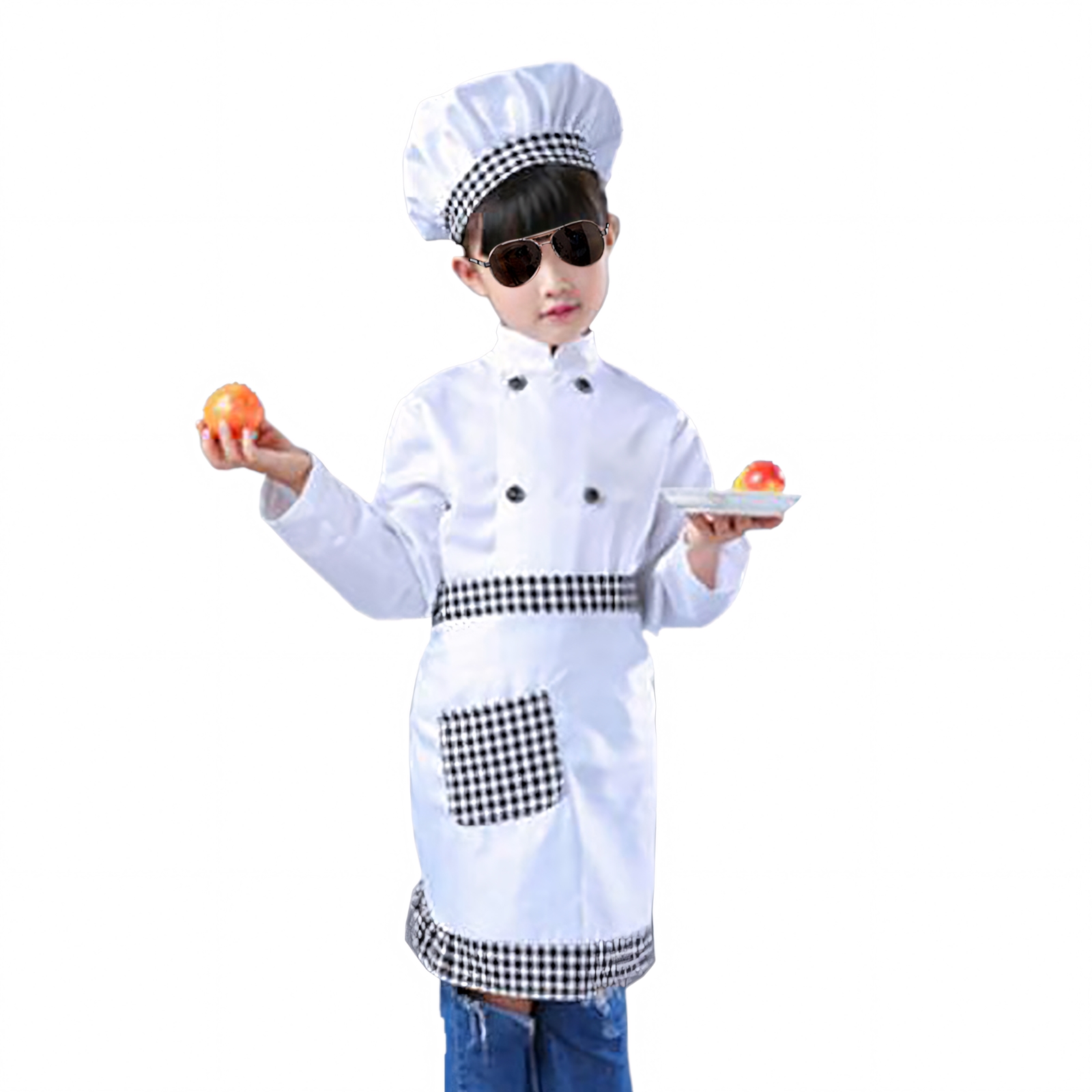 TopTie Child White Long Sleeve Chef Coat