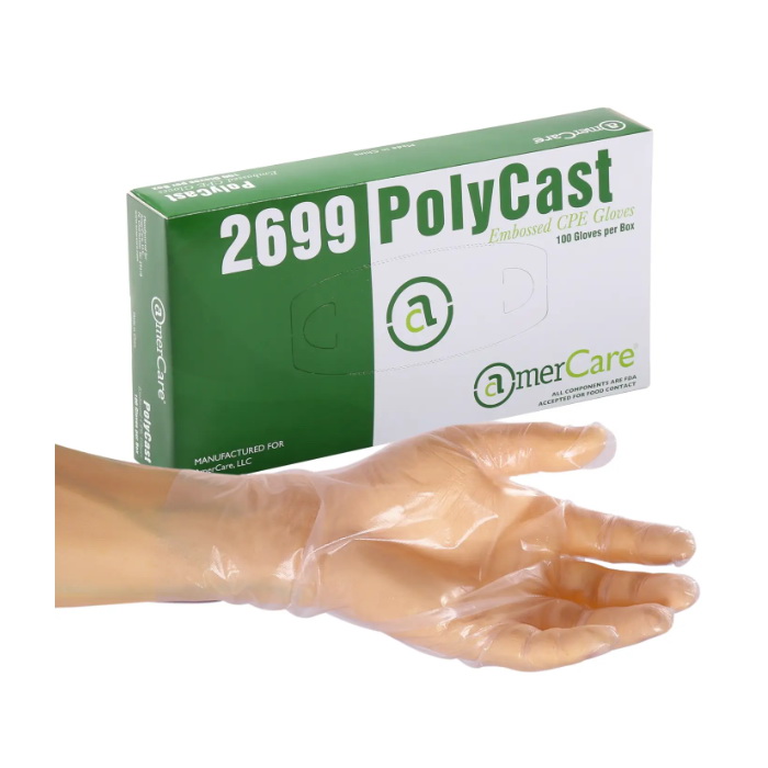 AmerCareRoyal进口代理批发 AmerCare Royal 26992 PolyCast 压花无粉中号手套 5ML 透明 100/BX 10BX/CS