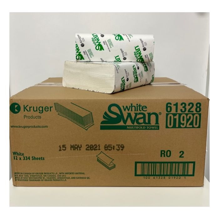 Kruger进口代理批发 Kruger Products 01920 白天鹅经典多折毛巾白色 9" x 9.5" 1 PLY 334 张/PK 12/CS