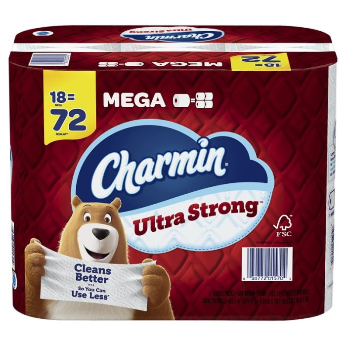 Charmin进口代理批发 P&G Charmin 01570 超强 2 层卫生纸超大卷，242 张，18 RL/CS