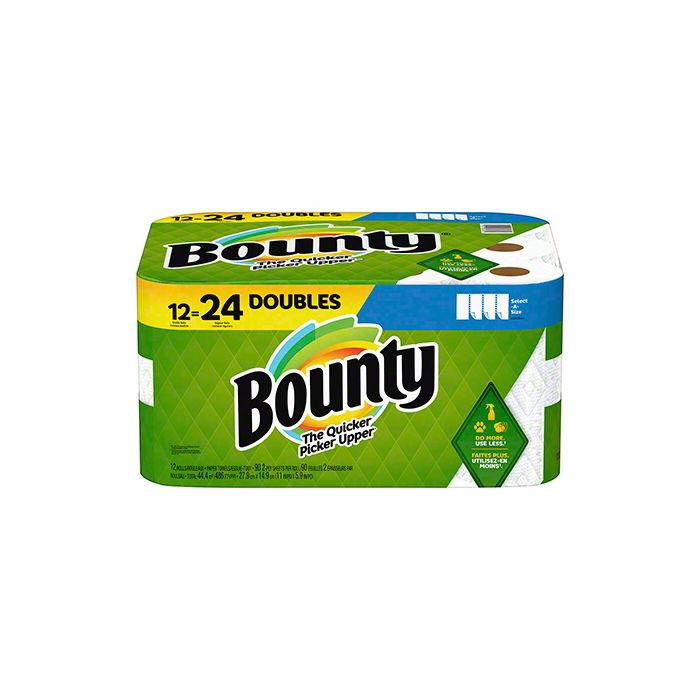 Bounty进口代理批发 P&G Bounty? 61302 厨房卷巾，精选 A 尺寸 11X5.9，2 层 - 90 张，12 卷/包