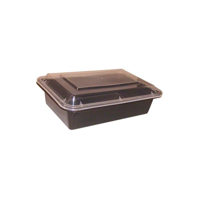 38oz Black Microwavable Food Storage Rectangular Container with