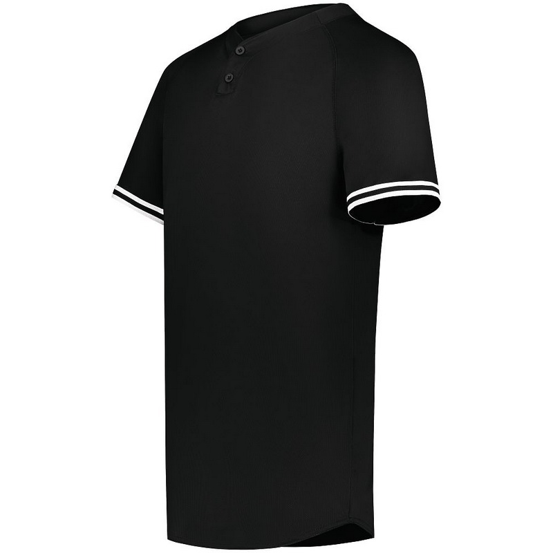 Toptie Men's Baseball Jersey Plain Button Down Shirts Team Sports  Uniforms-Black White-M 