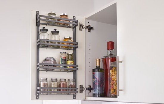 酷牌库|商品详情-Rev-A-Shelf进口代理批发 Rev-A-Shelf 5365-10-FOG 10-5/8"W x 23-3/8"H x 2-1/2"D Orion 灰色扁线门安装香料架