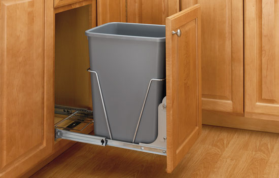 Rev-A-Shelf - RV-12PB S - Single 35 qt. Pull-Out White Waste Container