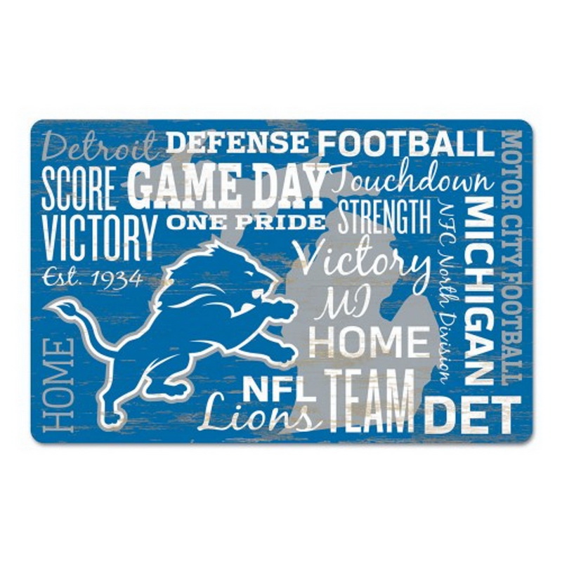 Wincraft Detroit Lions Sign 11x17 Wood Fan Cave Design