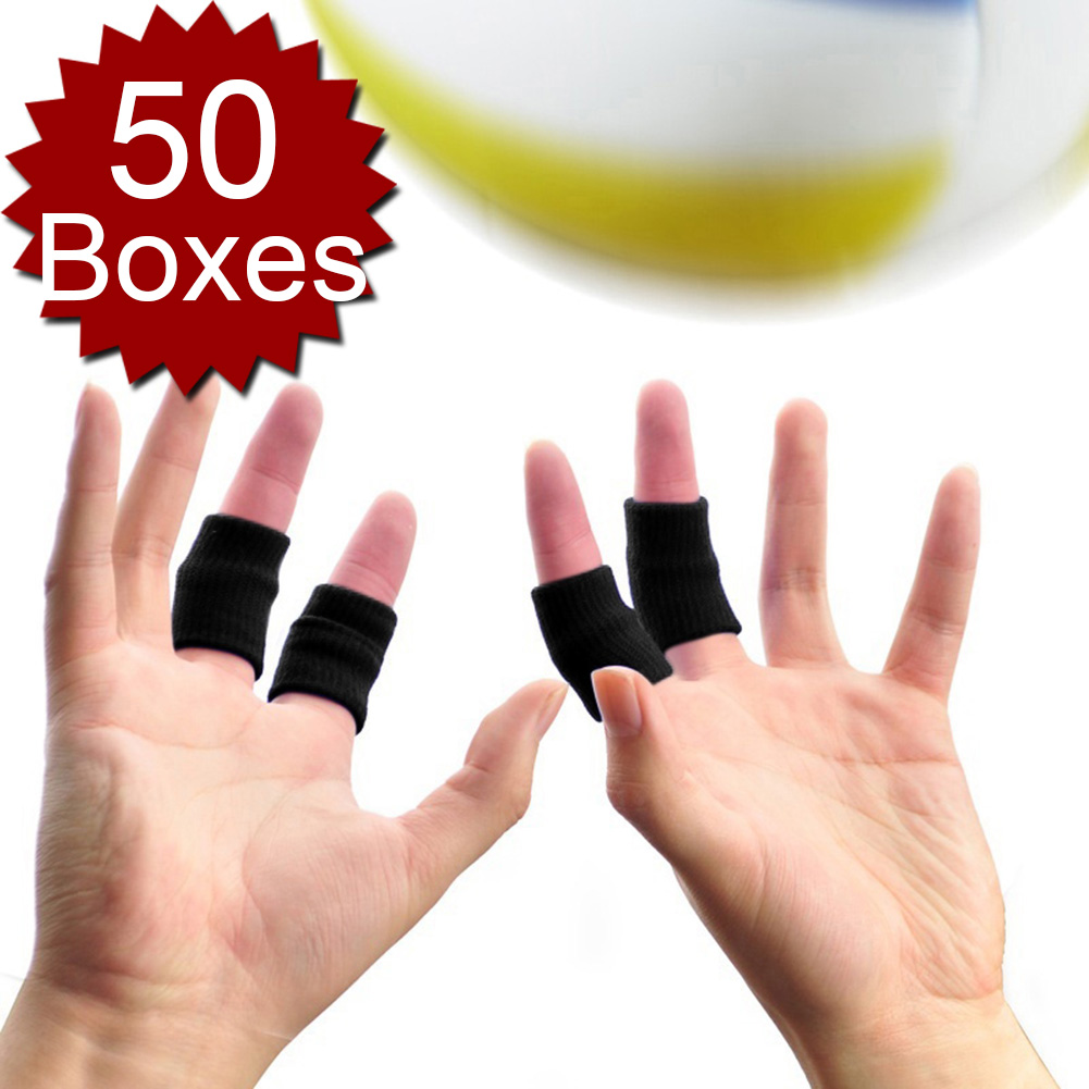 10pcs Stretchy Finger Protector Sleeves Support Basketball Volleyball Black 