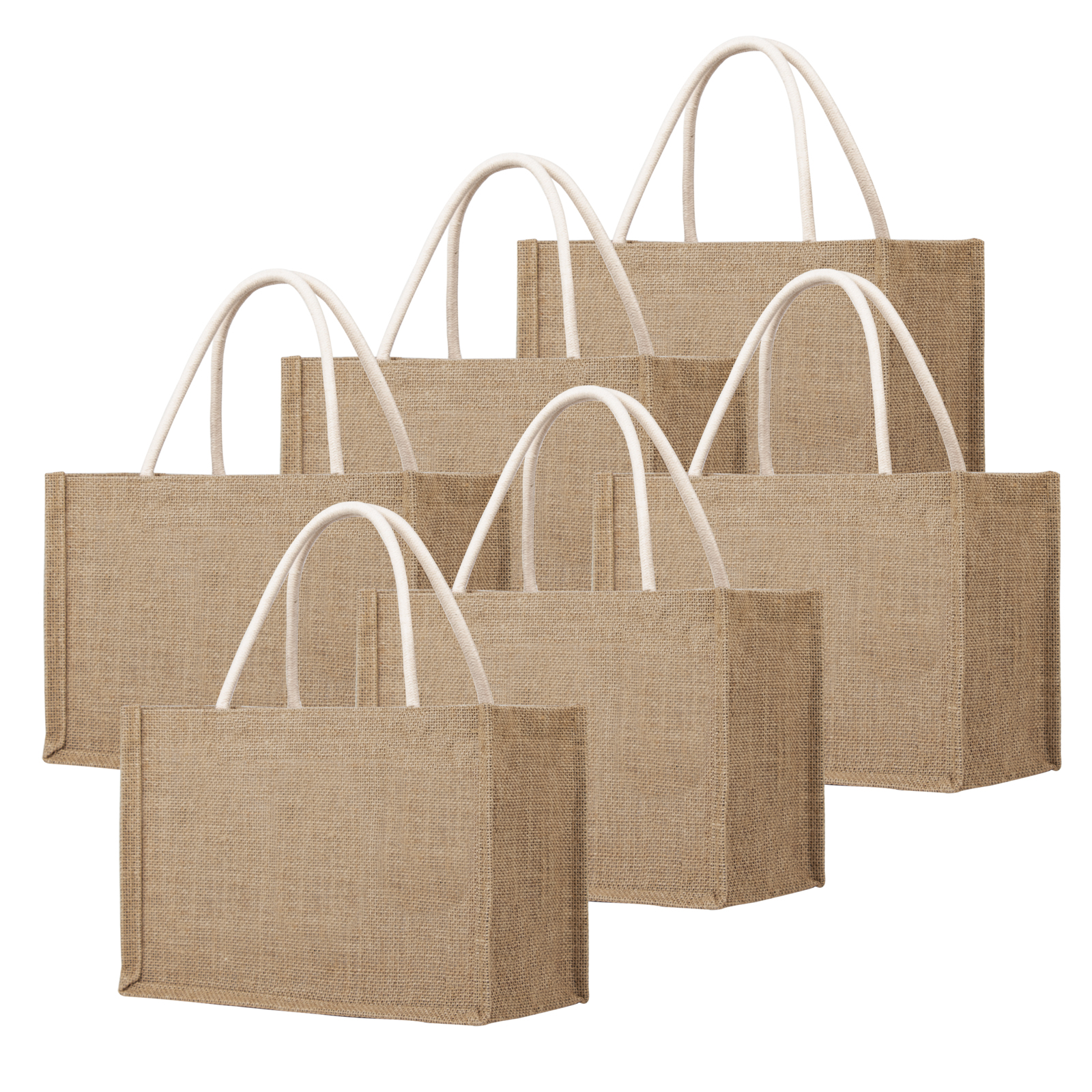 Waterproof Jute Bag with Handle Burlap Tote Bags Eco Friendly Reusable Natural Color Burlap Totes Heavy Duty Gift Bags,3 Packs