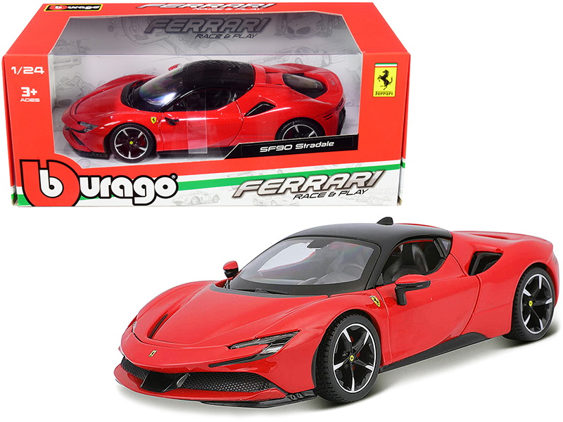 Bburago进口代理批发 Bburago 26028 法拉利 SF90 Stradale 红色带黑顶 1/24 压铸模型车