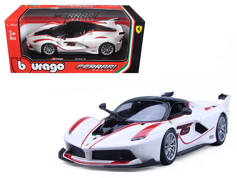 Bburago进口代理批发 Bburago 26301w 法拉利赛车 FXX-K #75 白色 1/24 压铸模型车