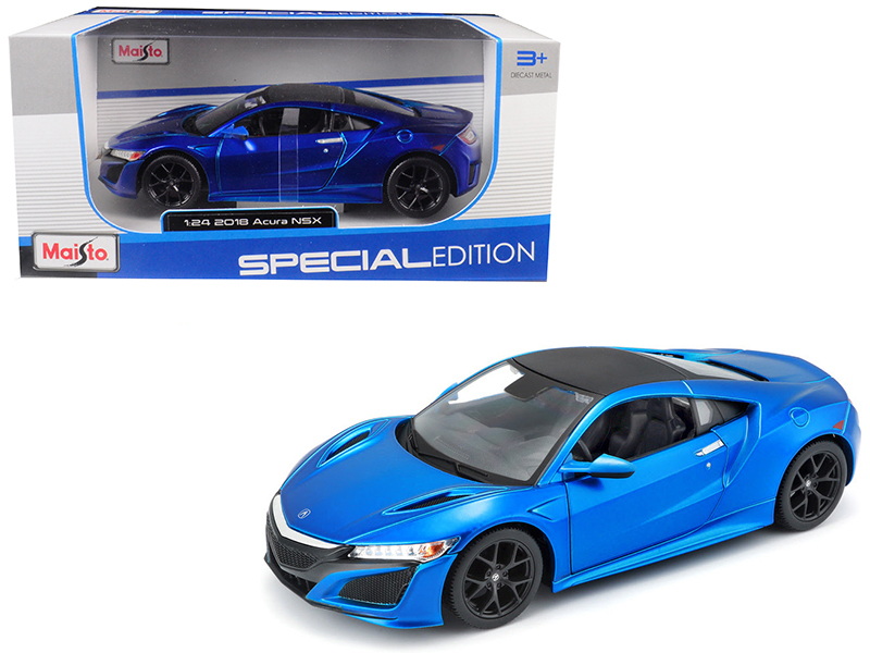 Maisto进口代理批发 Maisto 2018 Acura NSX 蓝色带黑顶 1/24 压铸模型车