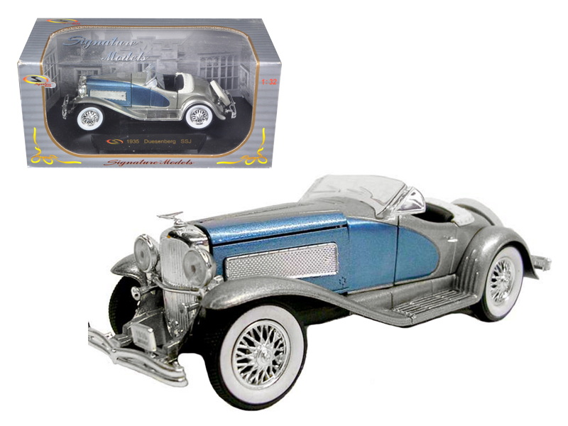 Signature Models进口代理批发 Signature Models 1935 Duesenberg SSJ 敞篷蓝色和银色 1/32 压铸模型车