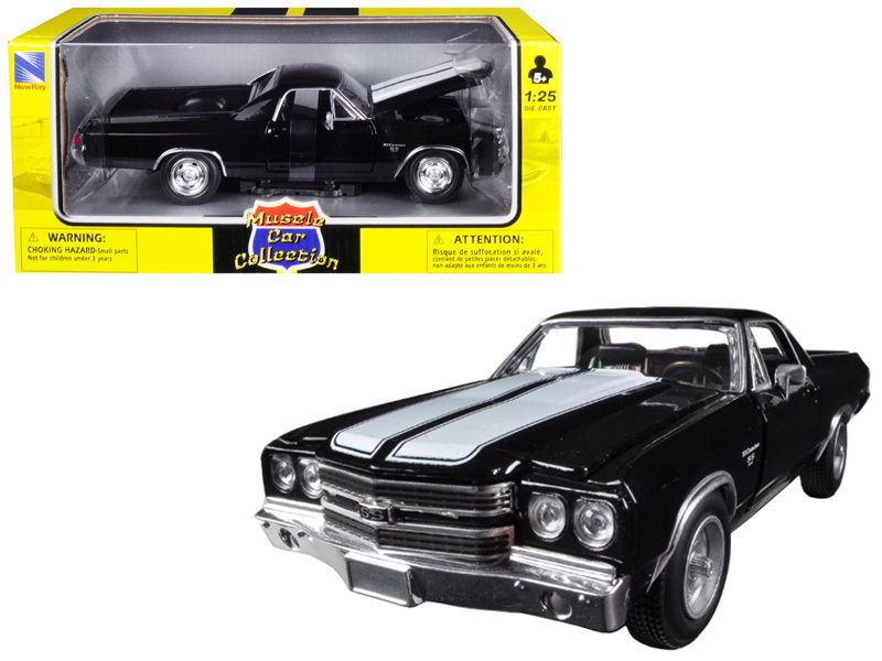 New Ray进口代理批发 新雷 71883A 1970 雪佛兰 El Camino SS 黑白条纹“肌肉车系列”1/25 压铸模型车