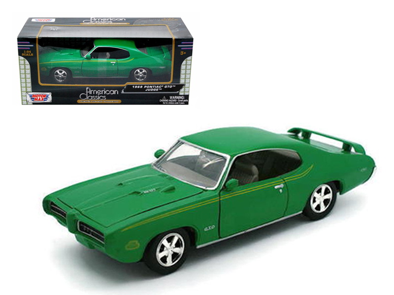 Motormax进口代理批发 Motormax 1969 Pontiac GTO Judge Green 带条纹 1/24 压铸模型车