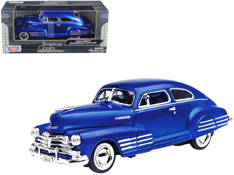 Motormax进口代理批发 Motormax 73266bl 1948 雪佛兰 Aerosedan Fleetline 蓝色 1/24 压铸模型车