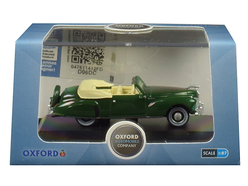 Oxford Diecast进口代理批发 牛津压铸 87LC41002 1941 年林肯大陆敞篷车斯波德绿色 1/87 (HO) 比例压铸模型车