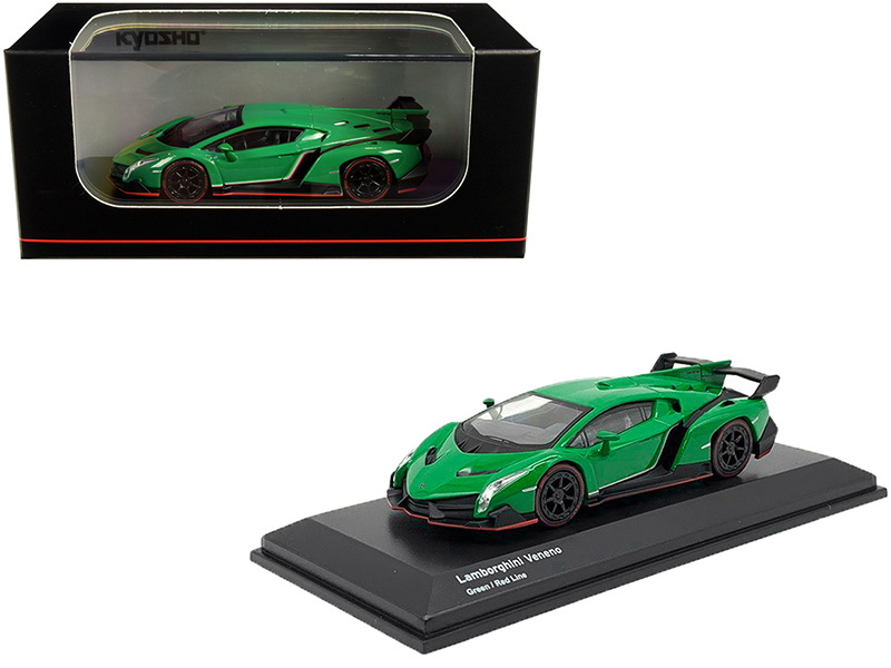 Kyosho进口代理批发 Kyosho KS07040A2 兰博基尼 Veneno 绿带红线 1/64 压铸模型车