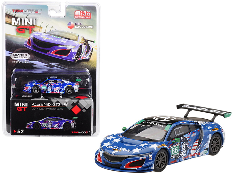 True Scale Miniatures进口代理批发 真实比例微缩模型 MGT00052 Acura NSX GT3 #86“山姆大叔”2017 IMSA 沃特金斯格伦限量版全球 3600 件 1/64 压铸模型车