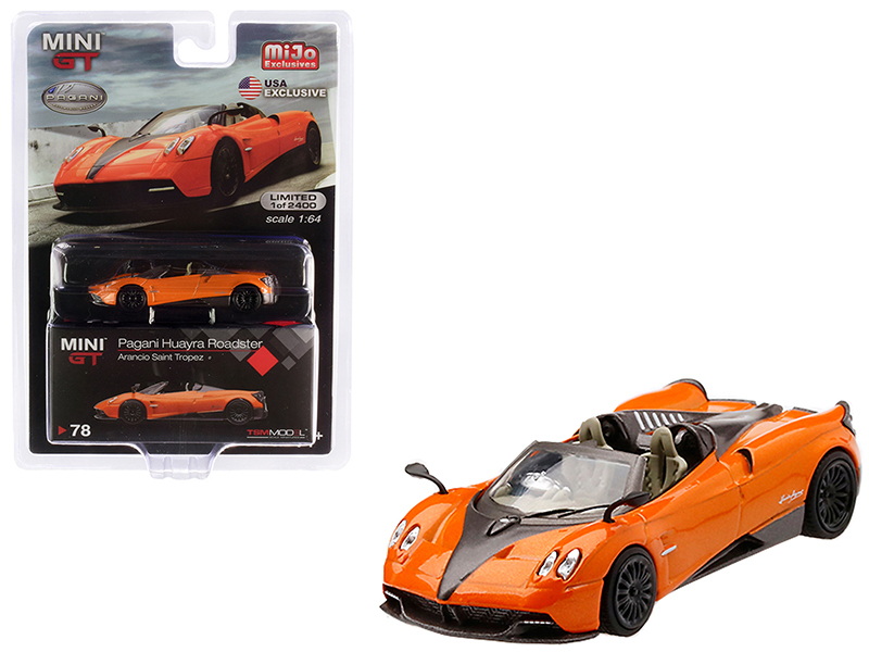 True Scale Miniatures进口代理批发 真实比例微缩模型 MGT00078 帕加尼 Huayra Roadster Arancio Saint Tropez / 橙色金属限量版全球 2,400 件 1/64 压铸模型车