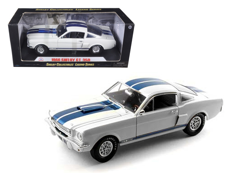 Shelby Collectibles进口代理批发 谢尔比收藏品 SC160 1966 福特野马谢尔比 GT350 白色带蓝色条纹 1/18 压铸模型车