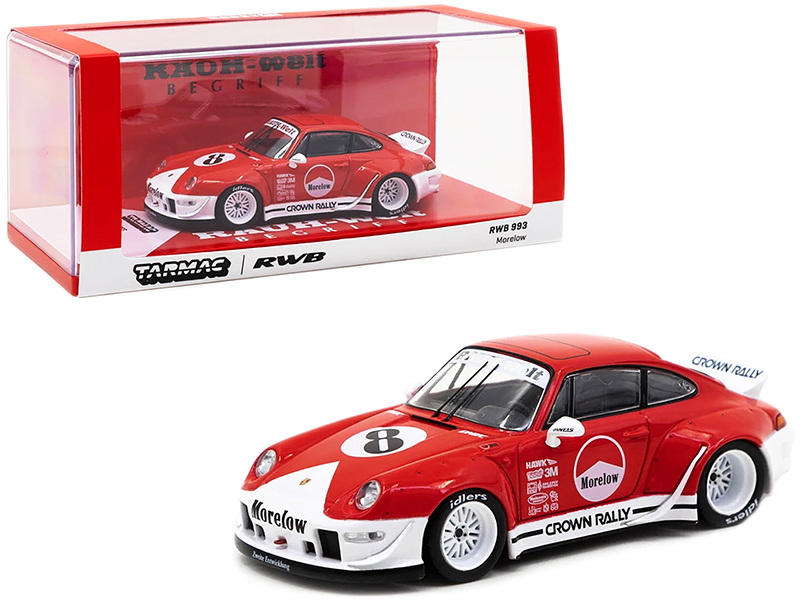 Tarmac Works进口代理批发 Tarmac Works T43-014-ML 保时捷 RWB 993 #8“Morelow”红白“RAUH-Welt BEGRIFF”1/43 压铸模型车