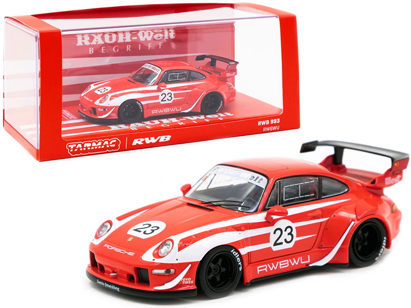 Tarmac Works进口代理批发 Tarmac Works T43-014-WU 保时捷 RWB 993 #23“RWBWU”红白条纹“RAUH-Welt BEGRIFF”1/43 压铸模型车