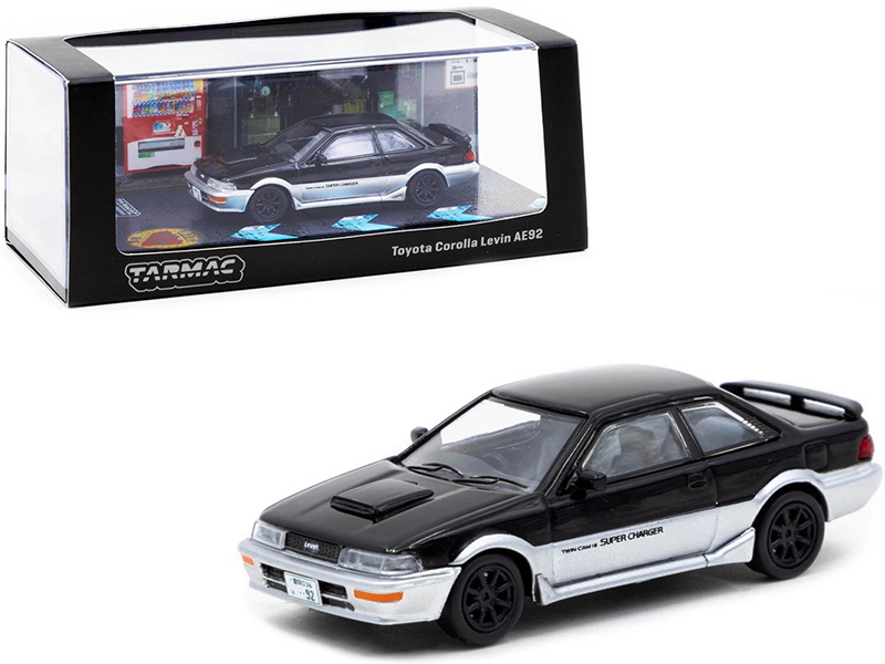 Tarmac Works进口代理批发 Tarmac Works T64R-036-BLK 丰田 Corolla Levin AE92 黑色和银色 1/64 压铸模型车