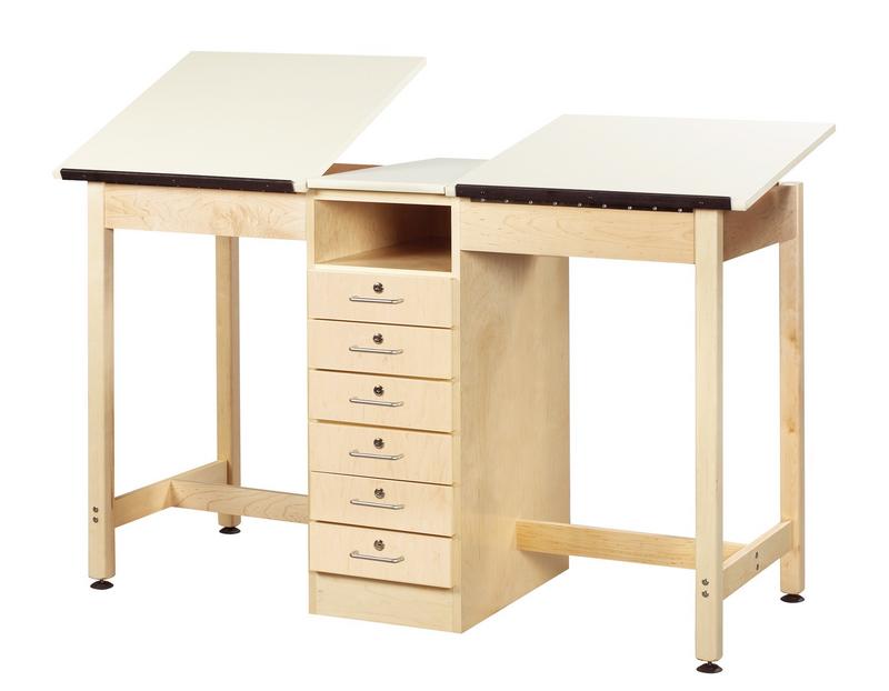 Diversified Woodcrafts Dt-82a 2 Station Art/drafting Table - 8 Drawers