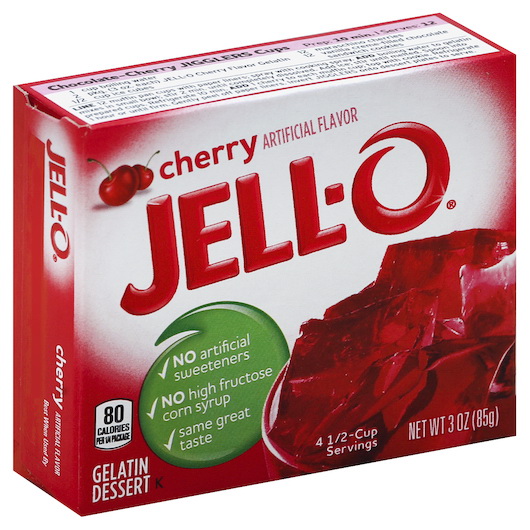 Jell-O进口代理批发 Jell-O 速溶樱桃明胶粉甜点，3 盎司，每箱 24 粒