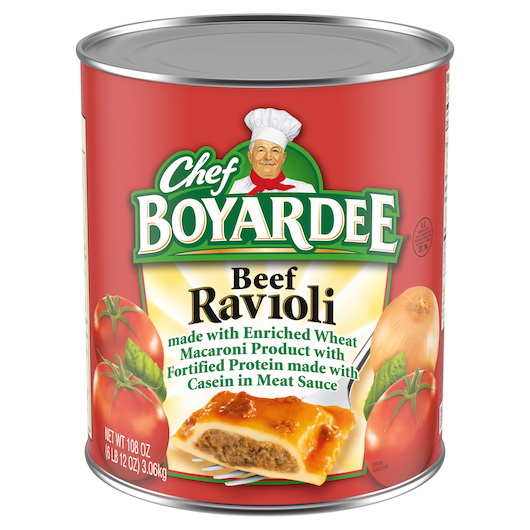 Chef Boyardee进口代理批发 Chef Boyardee Ravioli 牛肉肉酱儿童营养品，108 盎司，每箱 6 个