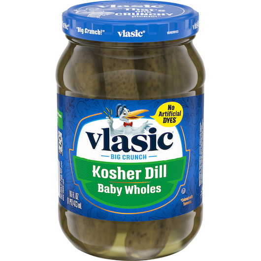 Vlasic进口代理批发 Vlasic Pickle Kosher 婴儿整粒莳萝，16 液量盎司，每箱 12 个