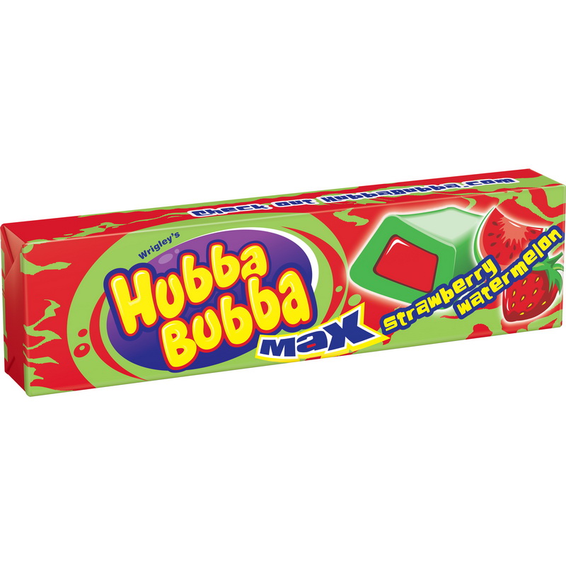 Hubba Bubba进口代理批发 Hubba Bubba Max 草莓西瓜口香糖，5 片，每盒 18 颗，每箱 8 颗