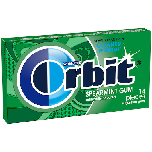 Orbit进口代理批发 Orbit 留兰香口香糖，14 片，每箱 12 片