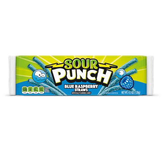 酷牌库|商品详情-Sour Punch进口代理批发 酸冲蓝覆盆子吸管，4.5 盎司，每箱 24 根