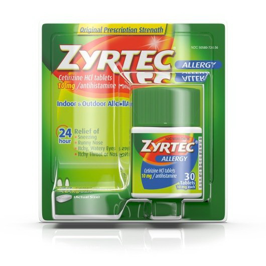 Zyrtec进口代理批发 Zyrtec 10 毫克 24 小时过敏 30C，30 片，每盒 4 片，每箱 6 片