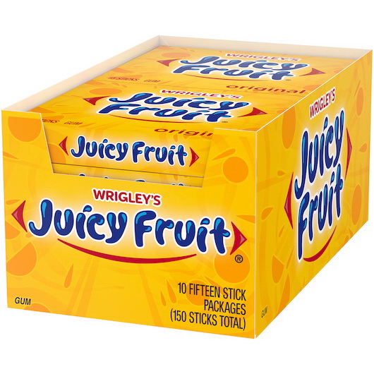 酷牌库|商品详情-Juicy Fruit进口代理批发 多汁水果单份口香糖，15 片，每箱 12 颗