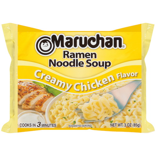 Maruchan Ramen进口代理批发 Maruchan Ramen 奶油鸡肉味拉面汤，3 盎司，每箱 24 粒