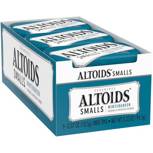 Altoids进口代理批发 Altoids Smalls 无糖冬青，0.37 盎司，每箱 12 粒